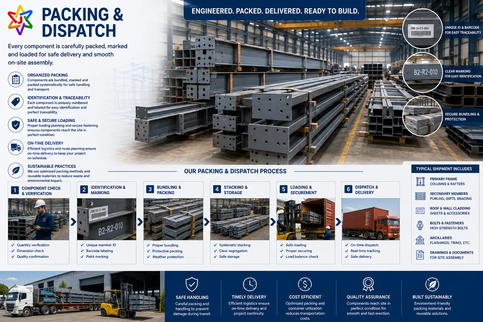 Packing & Dispatch stage of Jupiter Steel pre-engineered building process