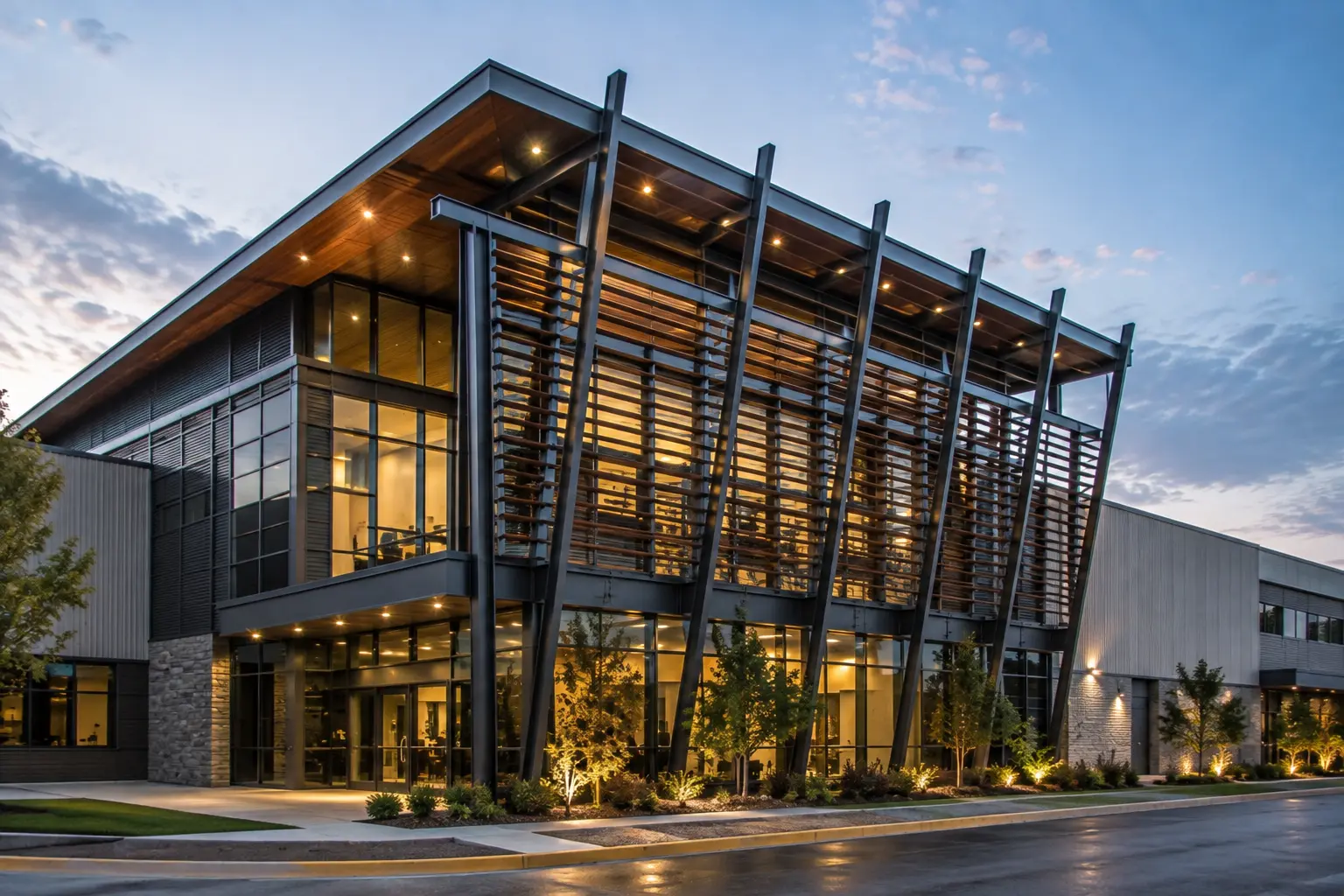 Feature Façade Support Systems — an architectural steel element by Jupiter Steel Buildings